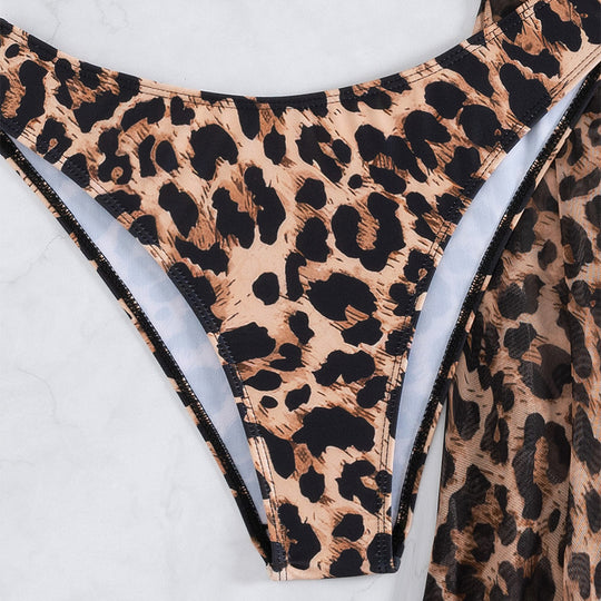Damen Bikini-Set mit asymmetrischem Oberteil und tierischen Muster R&B