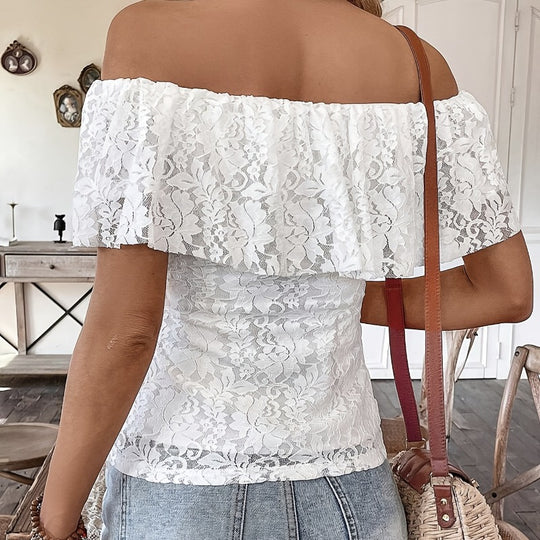 Damen Off-Shoulder Spitzenbluse R&B