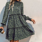 Damen lässiges Kleid mit gerafftem Design und eleganten Puffärmeln R&B