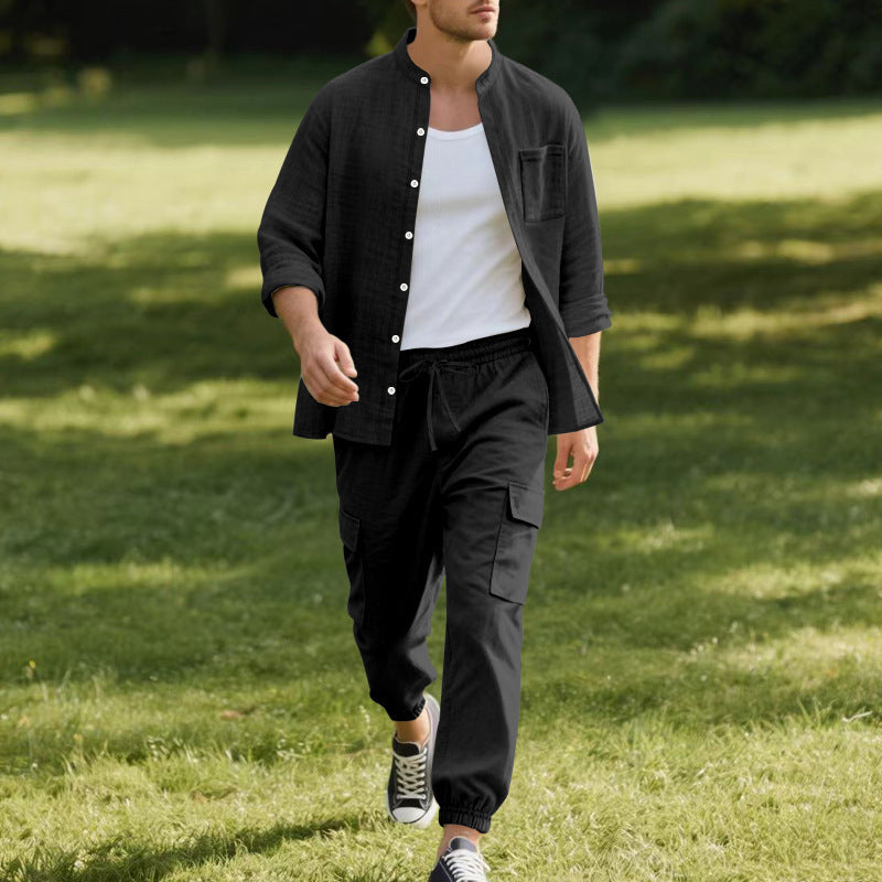 Herren lässige Hemdjacke mit hochwertigem Baumwollmix und praktischen Taschen R&B