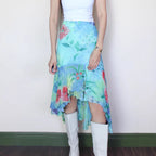Damen asymmetrischer Rüschenrock aus floralem Chiffon R&B