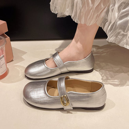 Damen elegante Mary Jane Ballerinas mit modischem Schnallenakzent R&B