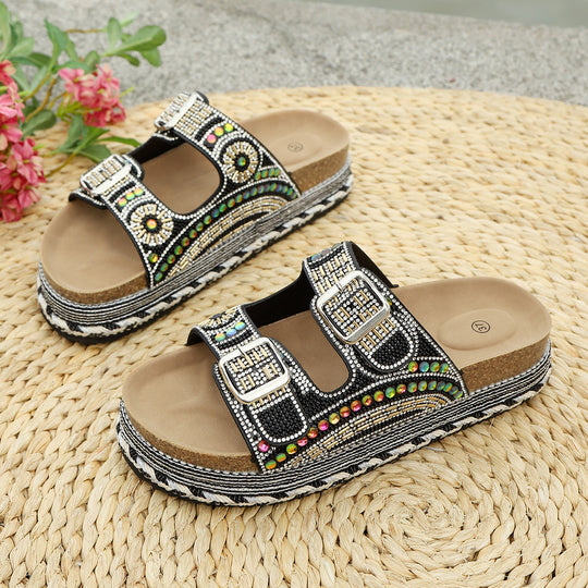 Damen Geschlossene Riemchensandalen mit eleganter Kristallverzierung R&B
