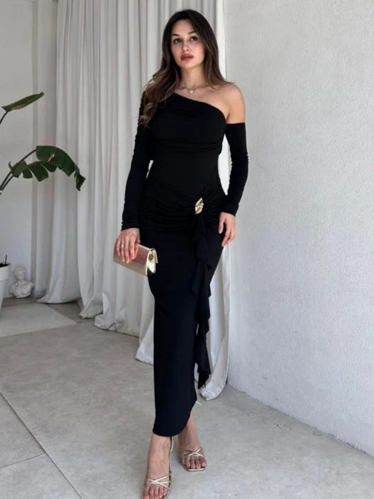 Damen elegantes Wickelkleid mit asymmetrischem Design und raffinierten Drapierungen R&B