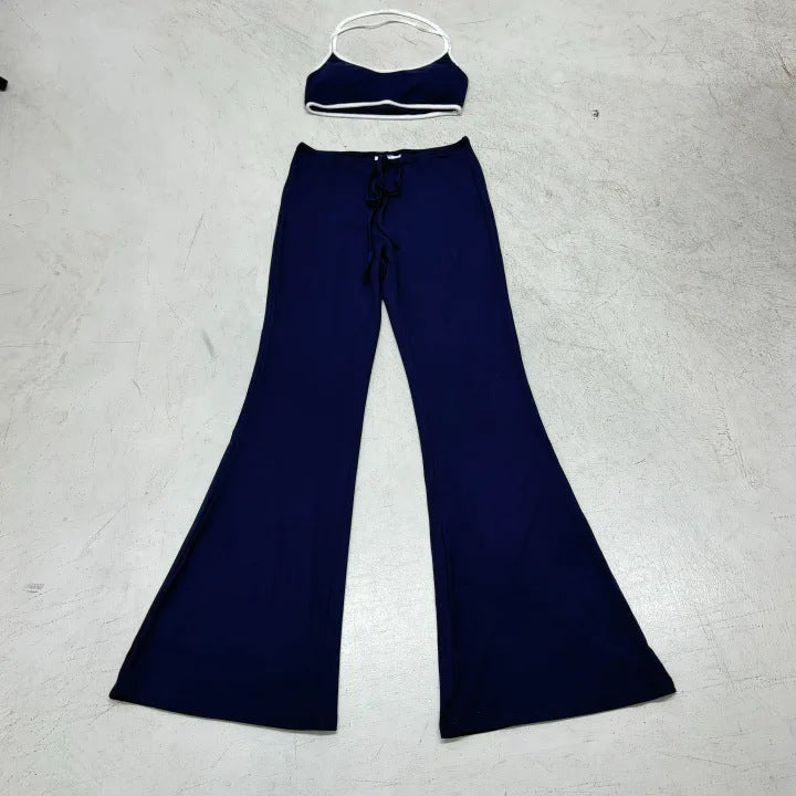 Damen Flared Pants und Bralette Set R&B