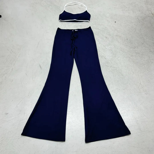 Damen Flared Pants und Bralette Set R&B