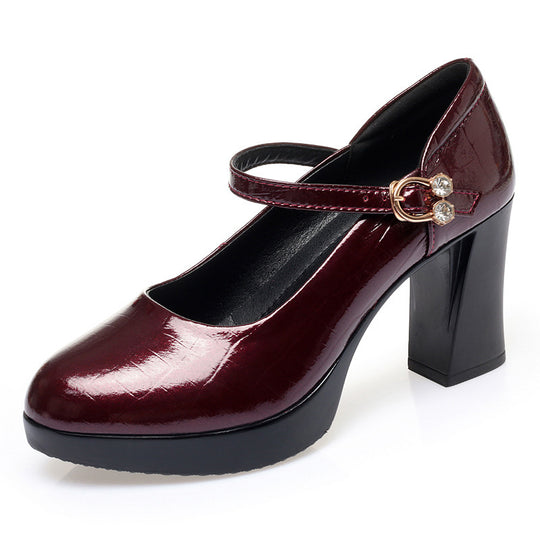 Damen Mary Jane Pumps mit Riemchen und elegantem Blockabsatz R&B