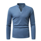 Herren Langarm-Henley-Shirt mit strukturierter Oberfläche