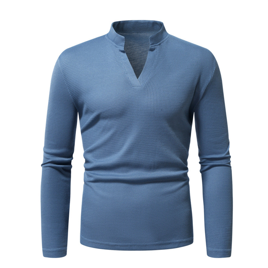 Herren Langarm-Henley-Shirt mit strukturierter Oberfläche