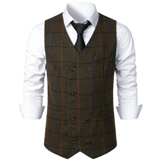 Herren elegante Karoweste mit doppelter Knopfleiste und klassischem Karo-Muster R&B