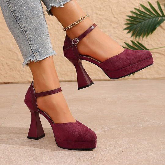 Damen Elegante Plateau-Pumps mit Riemchen R&B