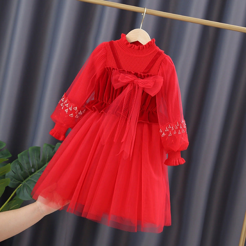 Mädchen festliches Tüllkleid mit Spitzen-Details R&B