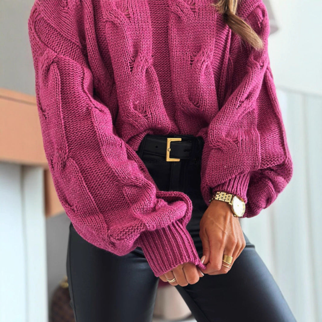 Damen Strickpullover mit Kabelmuster und Oversized-Schnitt R&B