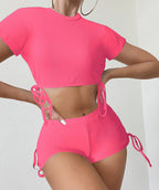 Damen Trendiges Crop-Top und Shorts Set R&B