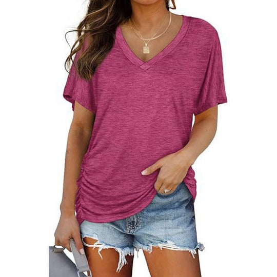 Damen V-Ausschnitt T-Shirt Aus Weichem Single Jersey Heidi-Mode