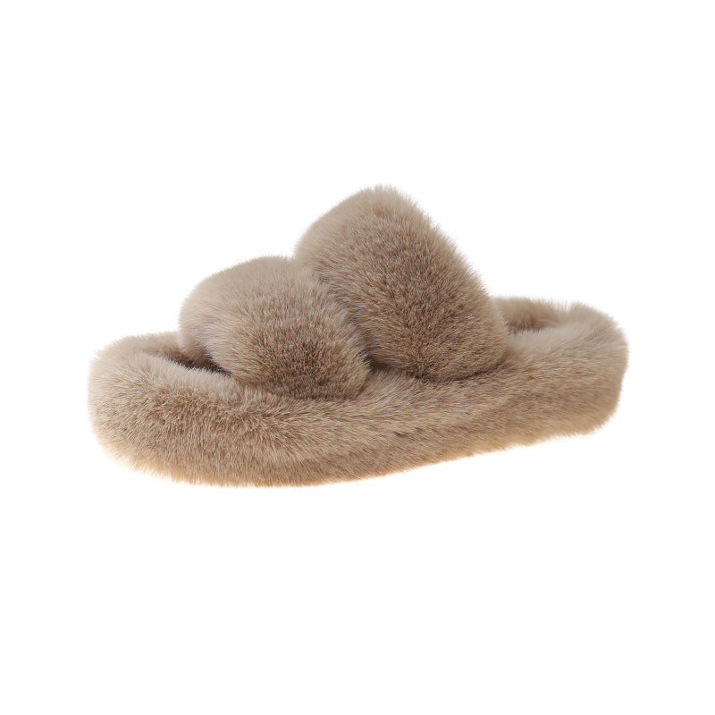 Damen Hausschuhe mit flauschigem Pelzdesign und komfortabler Sohle EB