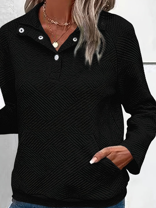 Damen Pullover mit strukturiertem Design und zwei praktischen Taschen R&B