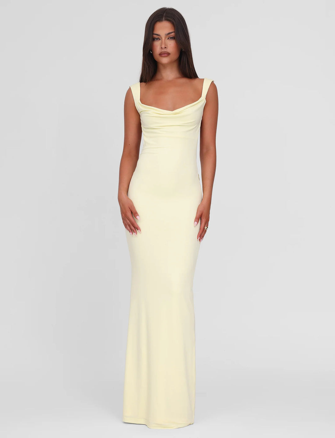 Damen nan körperbetontes Abendkleid mit quadratischem Ausschnitt und breiten Trägern R&B