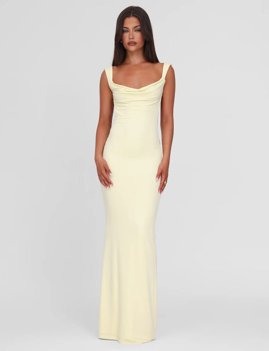 Damen nan körperbetontes Abendkleid mit quadratischem Ausschnitt und breiten Trägern R&B