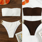 Damen Bandeau-Bikini mit strukturiertem Design und eleganten Akzenten