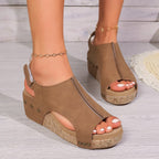 Damen Wedge-Sandalen mit komfortabler Korksohle und modischem Rückwärtsdesign R&B