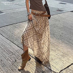 Damen Maxirock mit elastischer Taille und raffiniertem Karomuster R&B