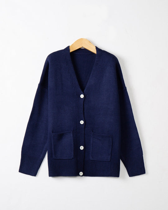 Damen Grobstrick Cardigan mit praktischen Eingrifftaschen und V-Ausschnitt R&B