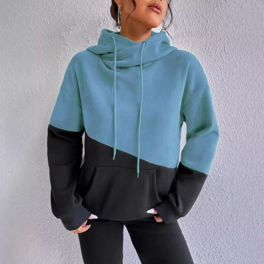 Damen lässiger Kapuzenpullover mit Farbblock-Design R&B