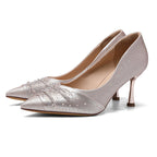 Damen Elegante und funkelnde Pumps mit spitzem Absatz R&B