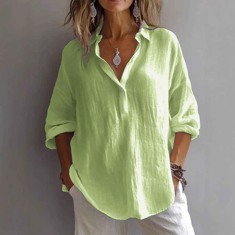 Damen Lockeres Knopf-Bluse Hemd R&B