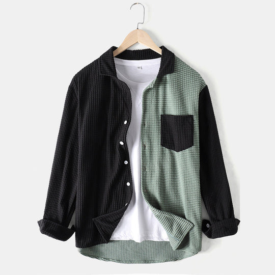 Damen lässiges Waffle-Longsleeve Hemd R&B