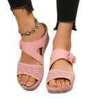 Damen Komfortable Sandalen mit floraler Perforation und ergonomischem Fußbett R&B