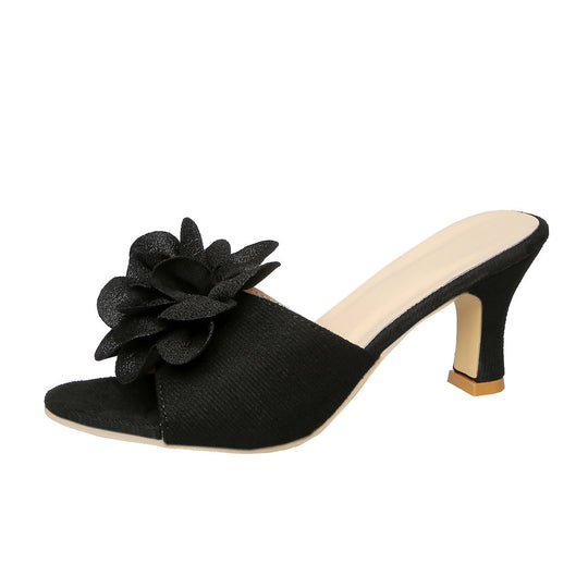 Damen Offene Elegant Sandalen mit floralem Akzent und stilvollem Blockabsatz R&B