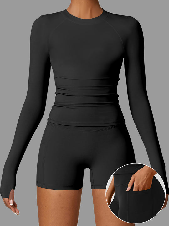Damen Sportliche Langarm-T-Shirt mit figurformendem Design R&B