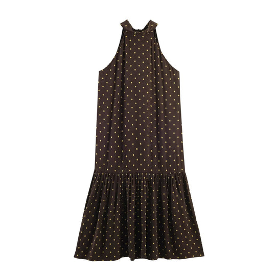 Damen Maxikleid mit elegantem Volant und modernem Punkdesign R&B