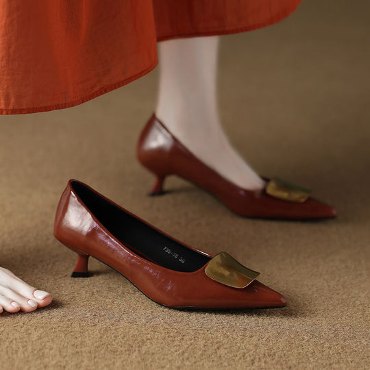 Damen elegante spitze Pumps mit modischem Absatz R&B