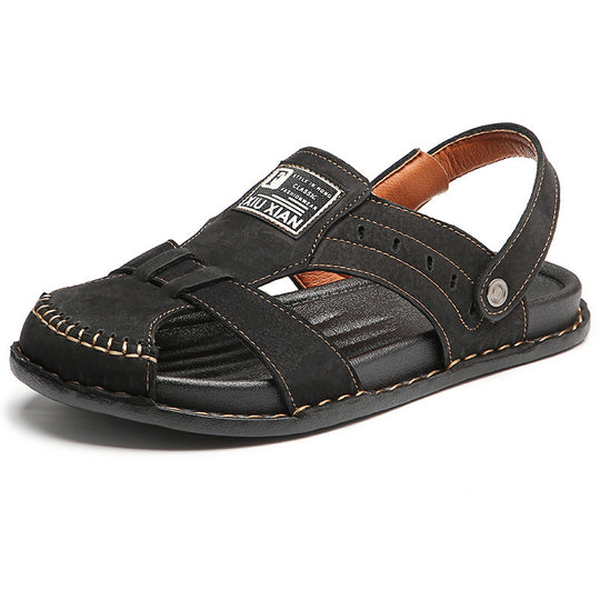 Herren Komfortable Leder-Sandalen mit verstellbarem Riemen R&B