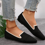 Damen Elegante Slipper mit spitzem Zehenbereich und geschmackvollem Kontrast-Riemen R&B