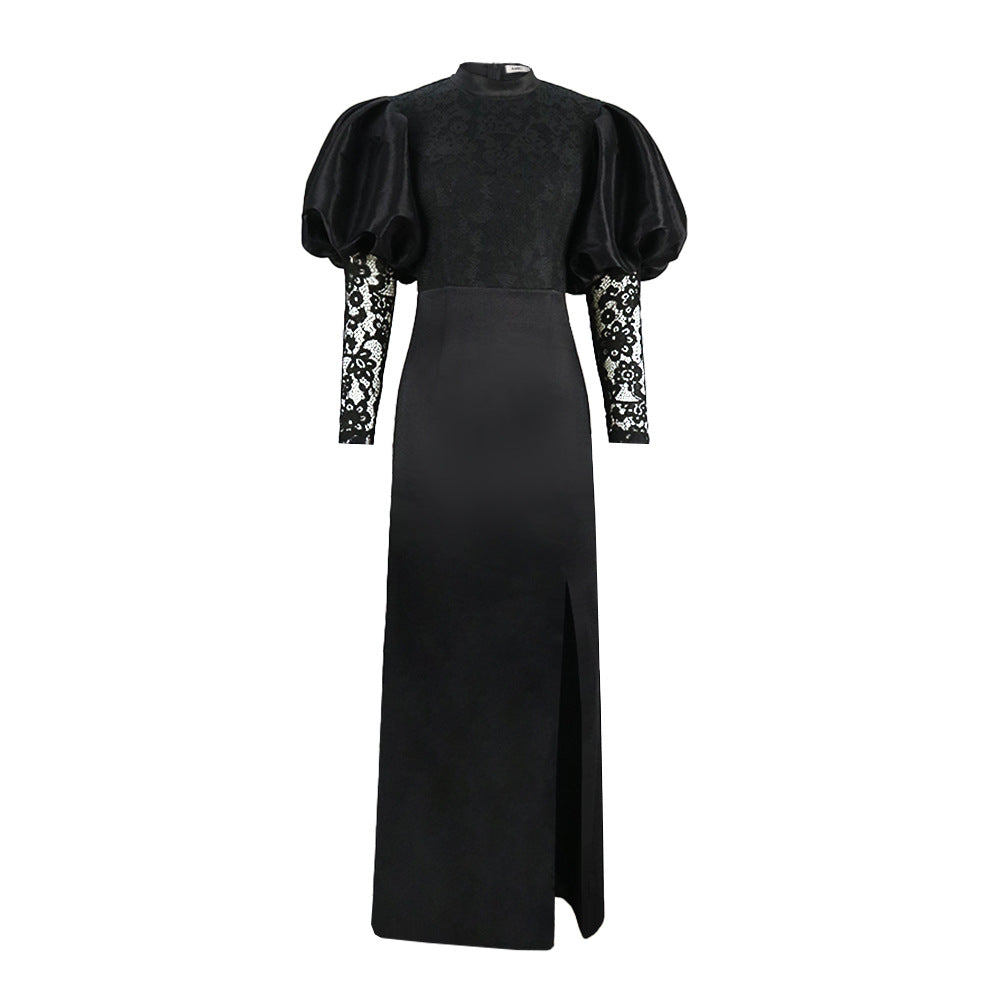 Damen Elegantes Abendkleid mit exquisitem Spitzenoberteil und dramatischen Puffärmeln R&B