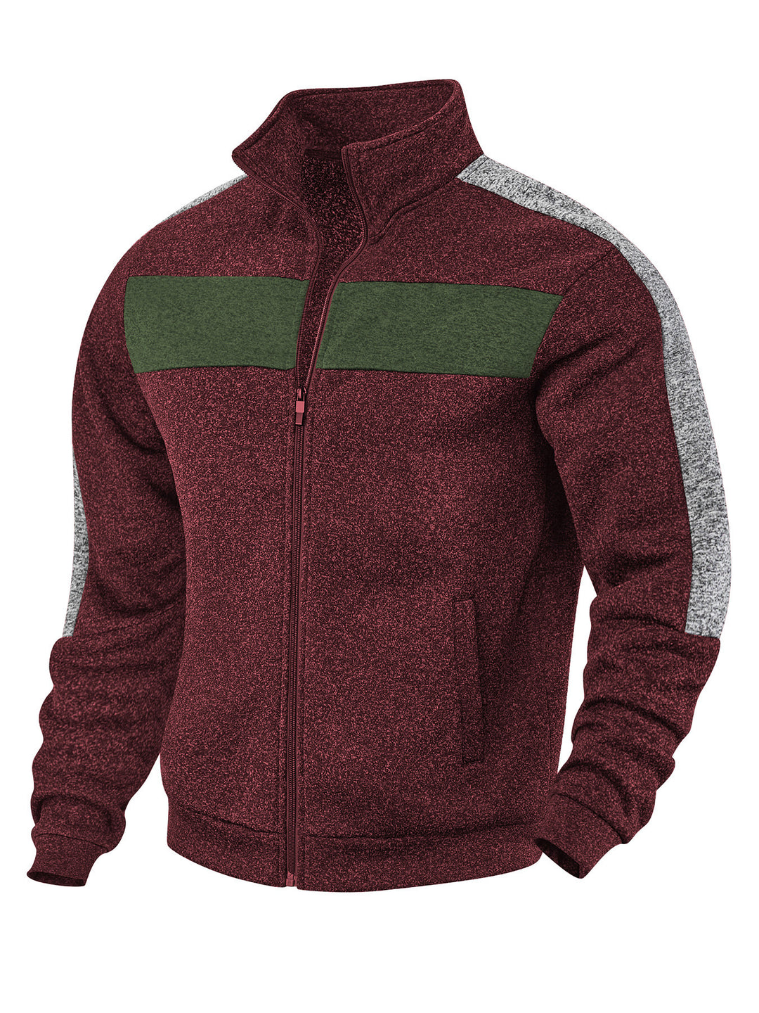 Herren Sportliche Fleecejacke mit hohem Kragen und reflektierenden Akzenten R&B
