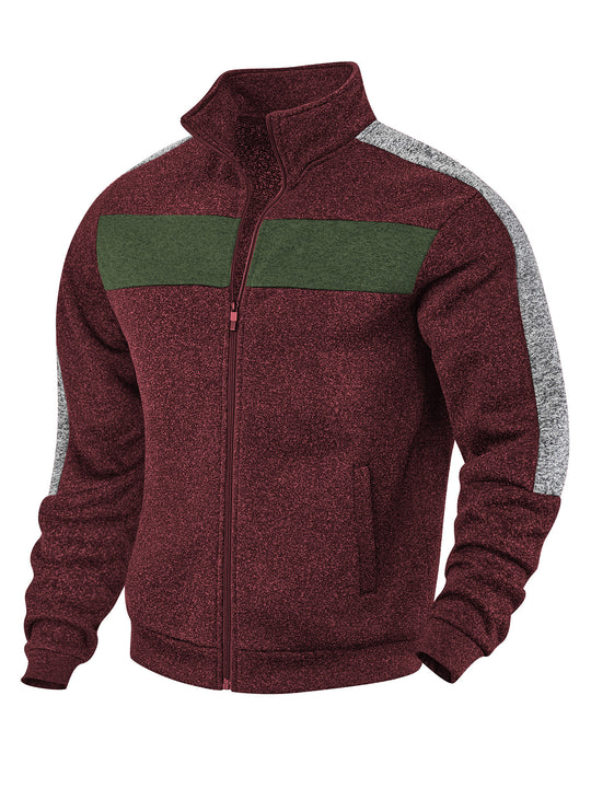 Herren Sportliche Fleecejacke mit hohem Kragen und reflektierenden Akzenten R&B