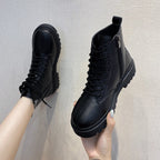 Damen modische Schnürstiefeletten mit robustem Profil