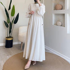 Damen Maxikleid mit strukturiertem Design und Puffärmeln R&B