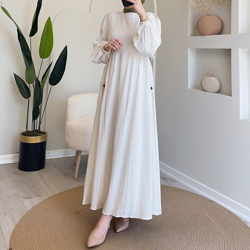 Damen Maxikleid mit strukturiertem Design und Puffärmeln R&B