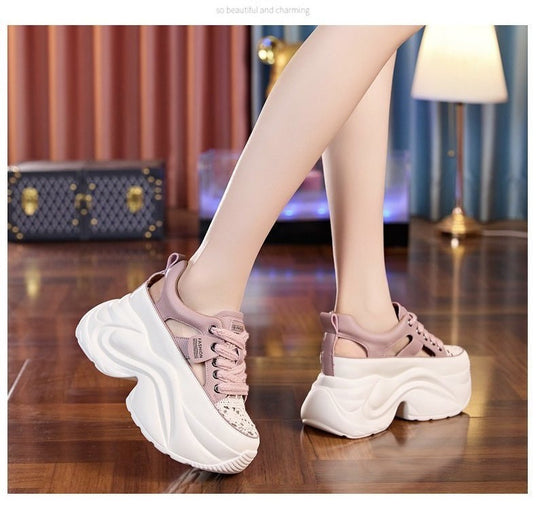 Damen Plateau-Sneaker mit luftiger Oberflächenstruktur und bequemer Dämpfung R&B