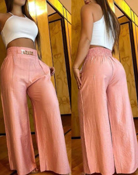 Damen weite Hosen mit elastischem Bund und stylischen Fransen R&B
