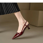 Damen Slingback Pumps mit spitzem Design und glänzender Oberfläche R&B