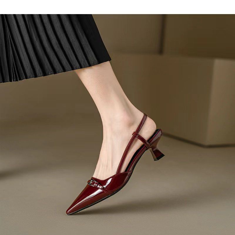Damen Slingback Pumps mit spitzem Design und glänzender Oberfläche R&B
