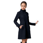 Damen eleganter Wollmantel mit modernem Kragen und praktischen Taschen R&B