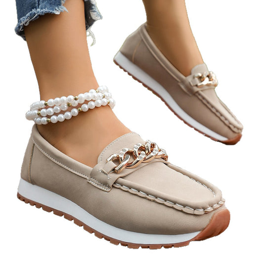 Damen Mokassins mit modischem Ketten-Design und rutschfester Sohle R&B